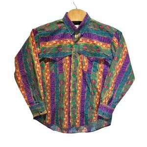 Vintage Ruddock Bros Western‎ Shirt XL Tail  Cotton Bold Multicolor Aztec 90's